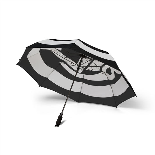 Foldable Umbrella — Bold Black & White Logo Compact Rain Umbrella (Semi-Automatic)