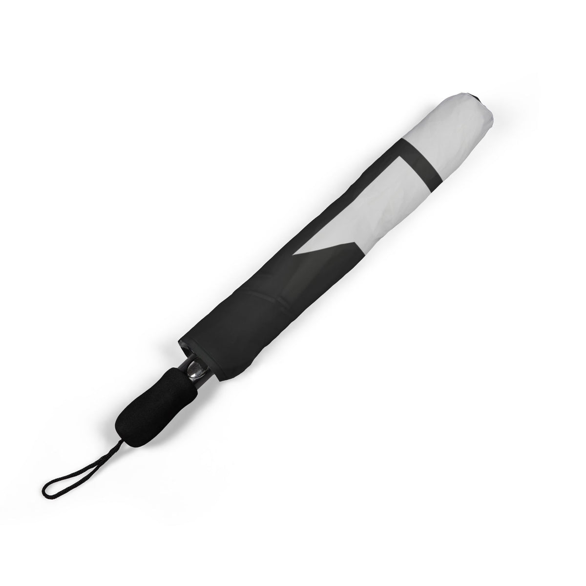 Foldable Umbrella — Bold Black & White Logo Compact Rain Umbrella (Semi-Automatic)