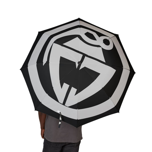 Foldable Umbrella — Bold Black & White Logo Compact Rain Umbrella (Semi-Automatic)