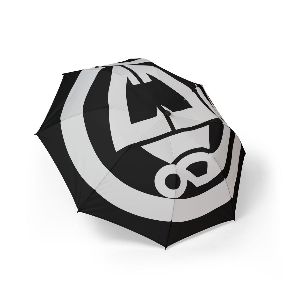 Foldable Umbrella — Bold Black & White Logo Compact Rain Umbrella (Semi-Automatic)