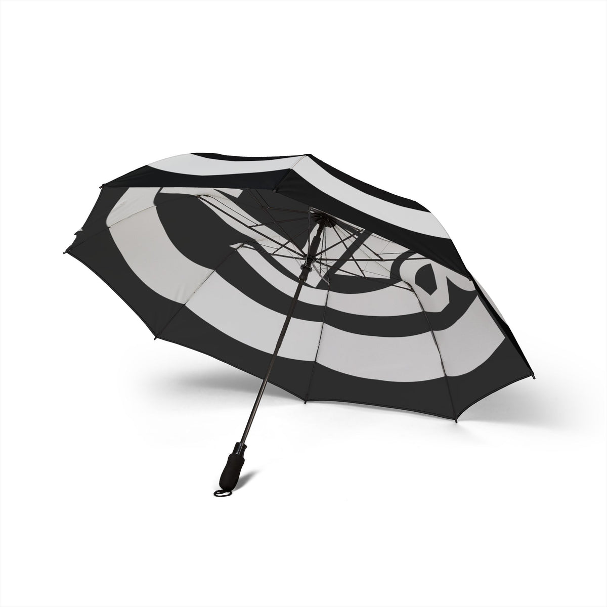 Foldable Umbrella — Bold Black & White Logo Compact Rain Umbrella (Semi-Automatic)